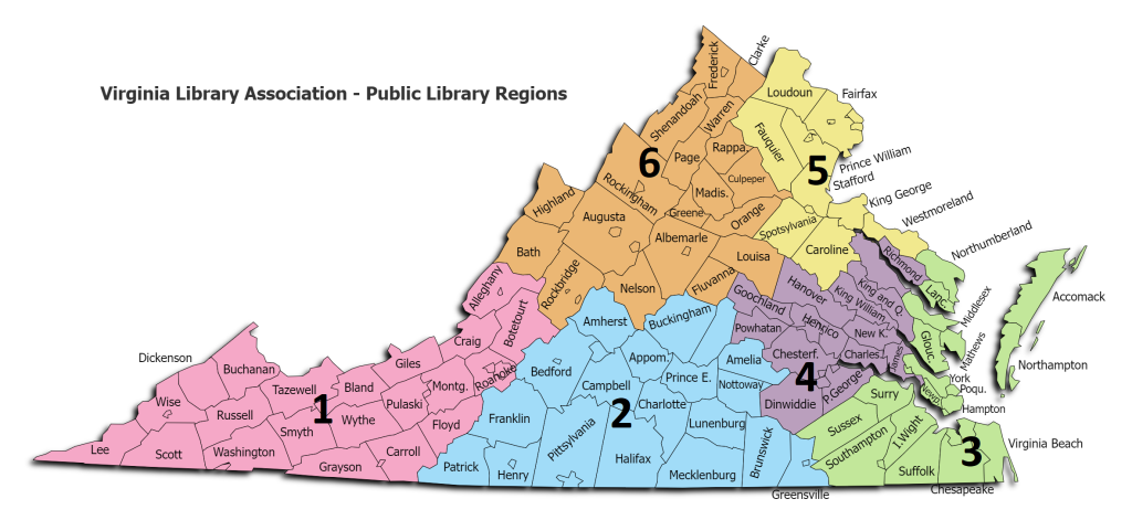 LDND InfoCenter - Virginia Library Regions: Libraries by Region and Map